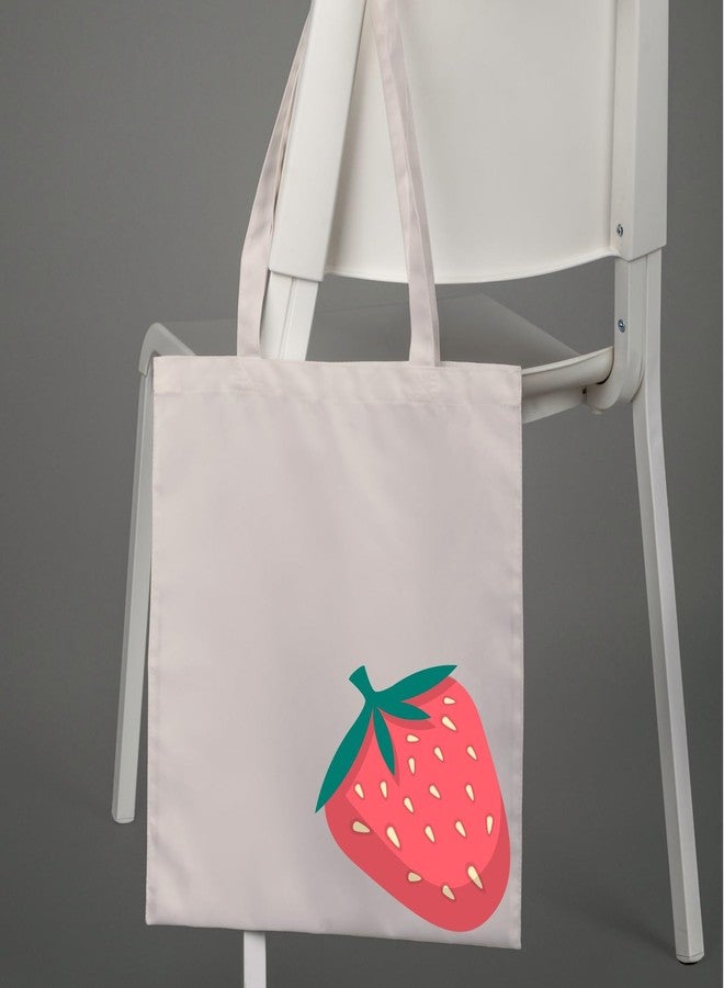 Roundsun Fruit Print Canvas Tote Bags,Reusable Shopping Bags with Strawberry,Kiwi,Orange,Watermelon Design,Magnetic Button Closure,No Zipper,No Inner Pocket,Eco Friendly Cotten (Strawberry (Pack of 1)) - Image 4